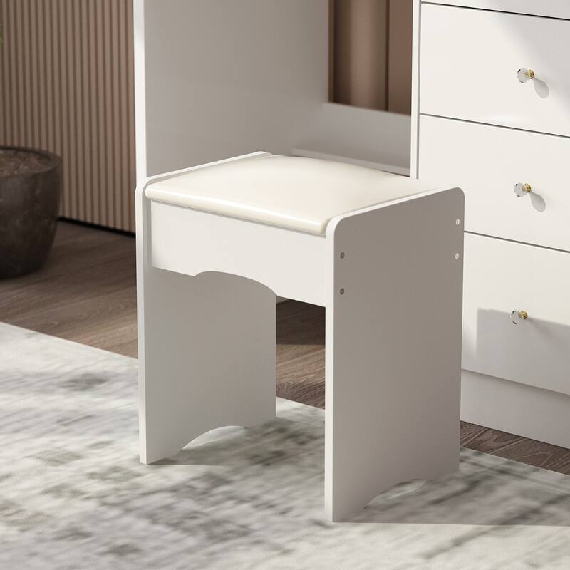 39.4"Wide Makeup Vanity Set with Stool and 3 Color Touching Mirror - 39.4"W