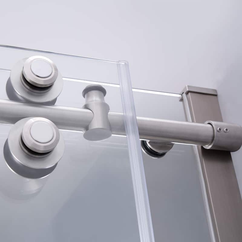 Massa 48" W x 76" H Single Sliding Frameless Shower Door in Brushed Nickel - W 48" x H 76"