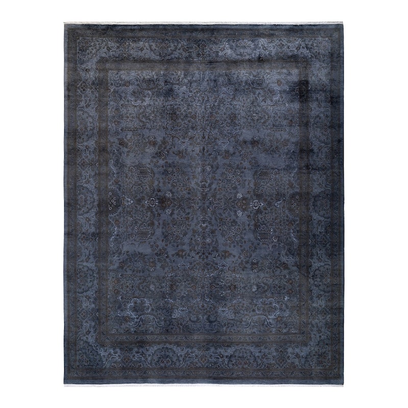 Overton Hand Knotted Wool Vintage Inspired Modern Contemporary Overdyed Gray Area Rug - 8' 2" x 10' 5"