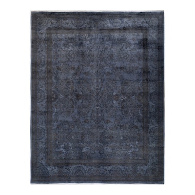 Overton Hand Knotted Wool Vintage Inspired Modern Contemporary Overdyed Gray Area Rug - 8' 2" x 10' 5"