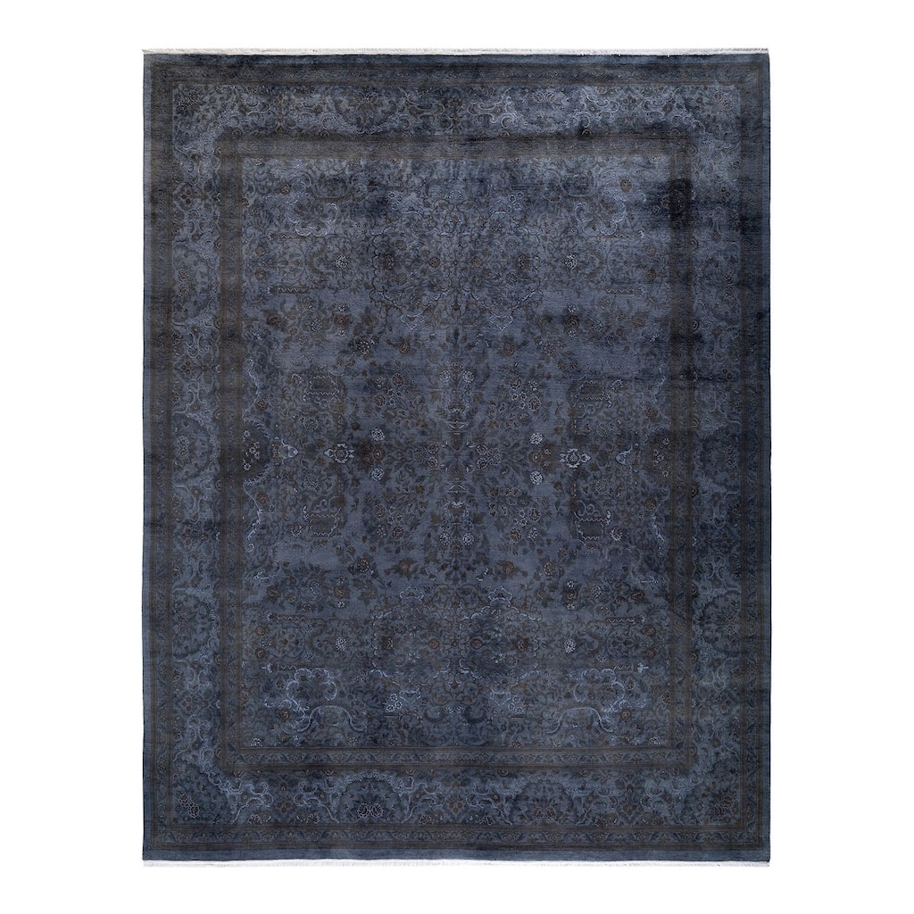 Overton Hand Knotted Wool Vintage Inspired Modern Contemporary Overdyed Gray Area Rug - 8' 2" x 10' 5"