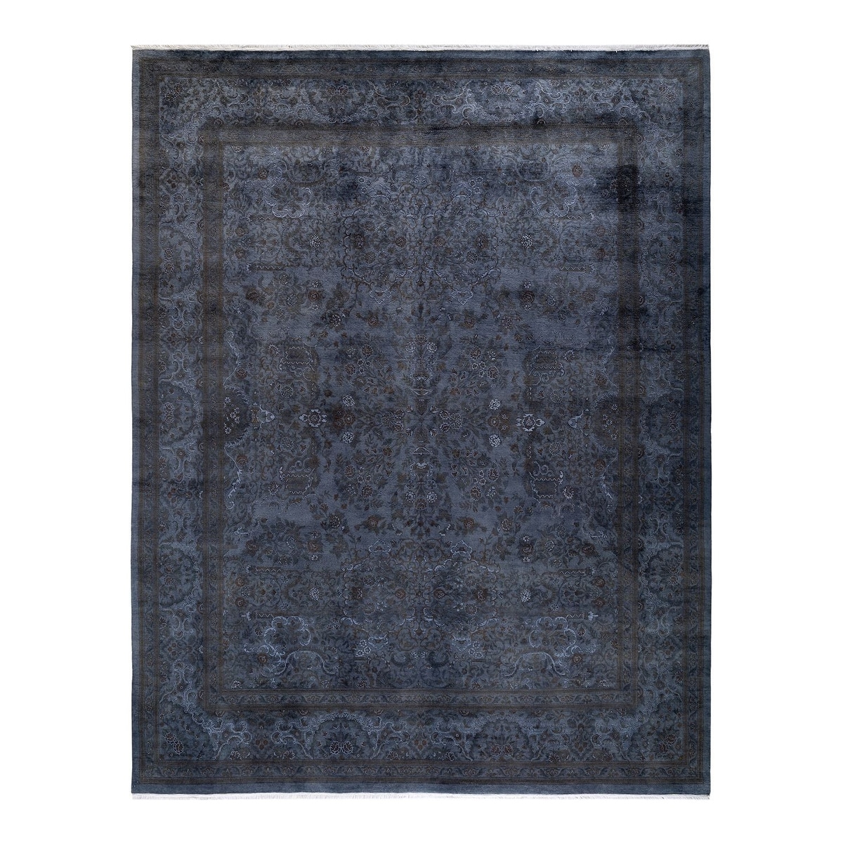Overton Hand Knotted Wool Vintage Inspired Modern Contemporary Overdyed Gray Area Rug - 8' 2" x 10' 5"