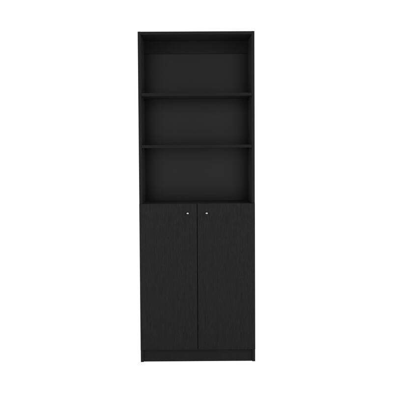 Home 2-Door Bookcase, Modern Storage Unit with Dual Doors and Multi-Tier Shelves