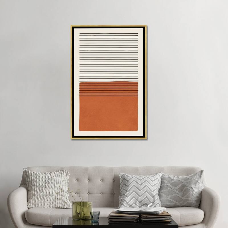 iCanvas "Burnt Orange Black Lines" by EmcDesignLab Framed Canvas Print