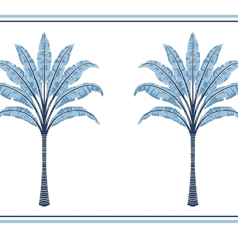 Harry & Grace Montgomery Palm Peel and Stick Wallpaper Border - 10.25 in. W x 18 ft. L - Blue Lake