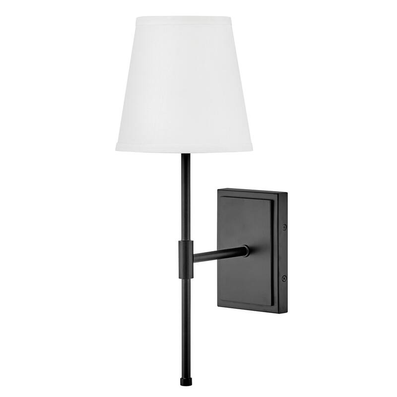 Lark 83770 Beale 19" Tall Hardwired Wall Sconce with White Linen Shade - Black