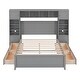 preview thumbnail 4 of 34, Full Size Wooden Bed with All-in-One Cabinet, 10-Shelves, & 4-Drawers, Grey
