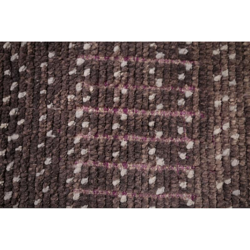 Striped Moroccan Modern Area Rug Handmade Wool Carpet - 8'11"x 12'7"
