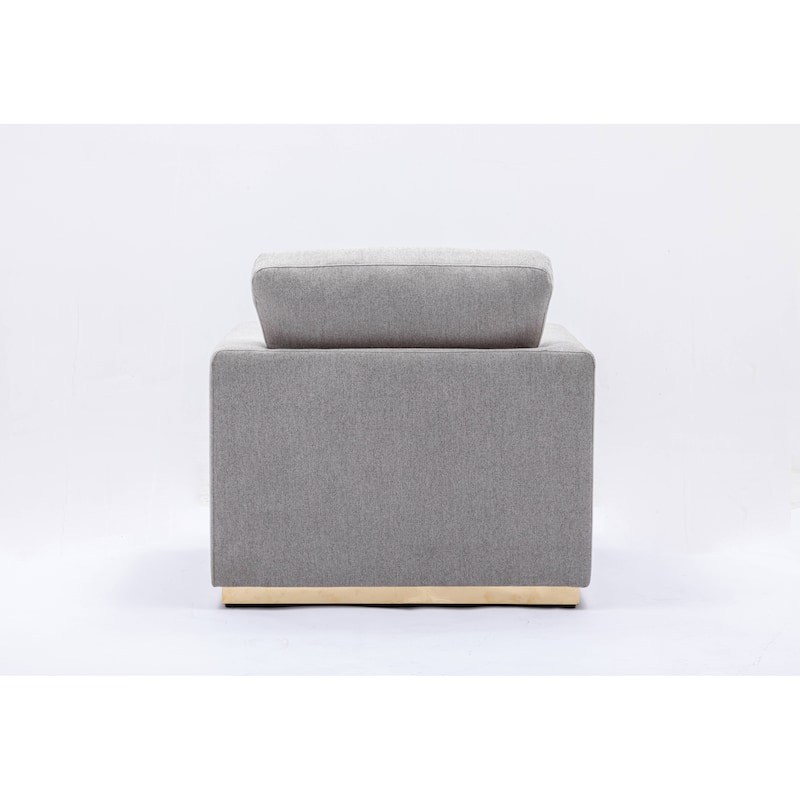 Gray 37" Linen Upholstered Accent Chair