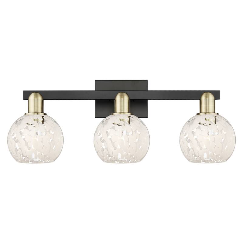 Innovations Lighting Endless Possibilities Arcadia - White Mouchette - 3 Light 25" Bath Vanity Light - Black Antique Brass