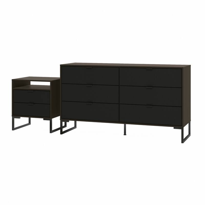 Kappesberg New Collins 2-Piece Bedroom Set, 6-Drawer Dresser and One 2-Drawer Nightstand