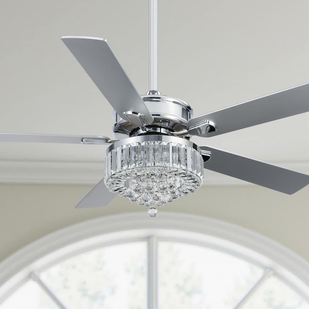 CO-Z 52 Inch Crystal Chandelier Ceiling Fan with Lights and Remote