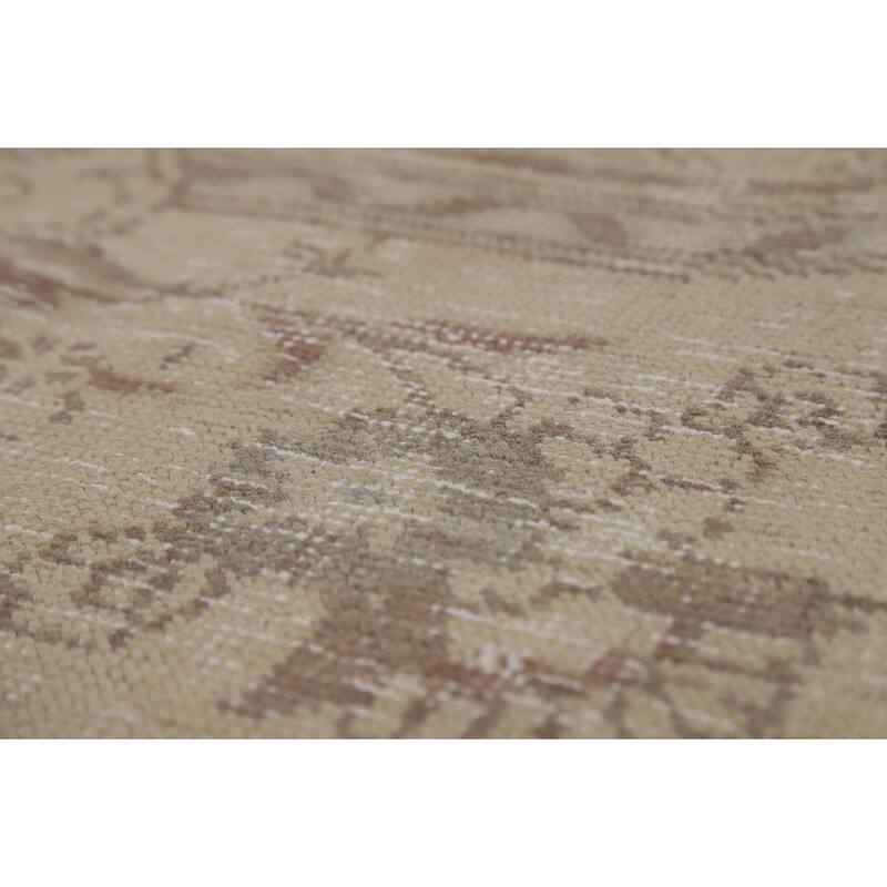 Tabriz Persian Vintage Rug Hand-Knotted Traditional Beige Wool Carpet - 9'9"x 12'6"