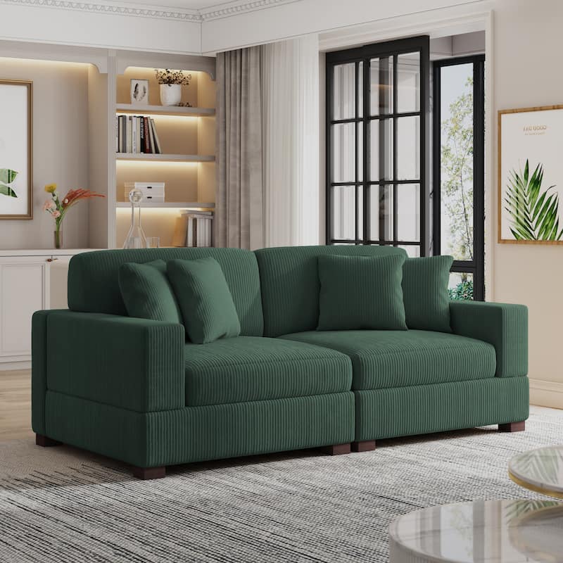 Oversized Modular Sectional Sofa Set with Pillows for Living Room - Hunter Green/2 Armchair