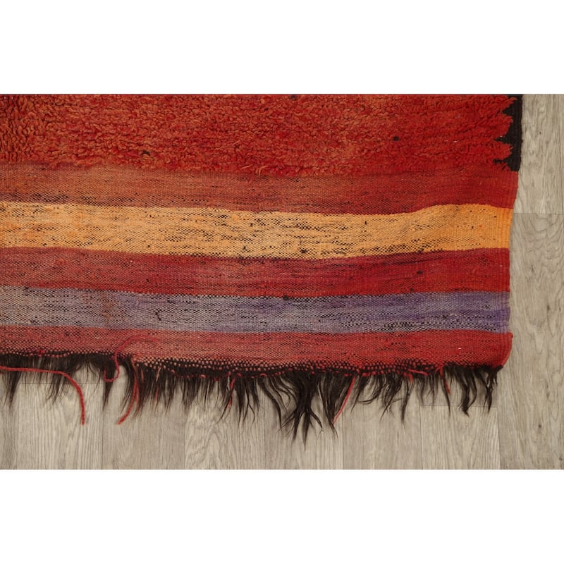 Antique Tribal Moroccan Oriental Area Rug Wool Handmade Carpet - 6'4" x 13'6"