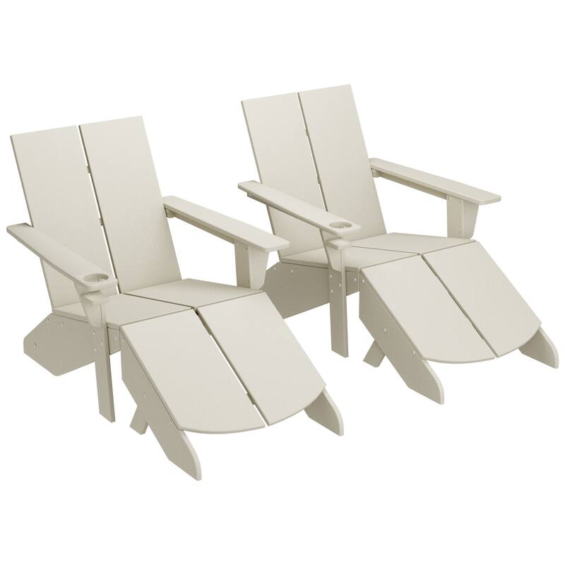 Coastin Modern Poly Adirondack Chair With Ottoman (Set of 2) - Sand
