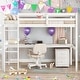 preview thumbnail 1 of 38, Twin Loft Wood Bed.Under-bed Built-in Desk and Storage Cabinet,Classic Wooden Bed Down Table White