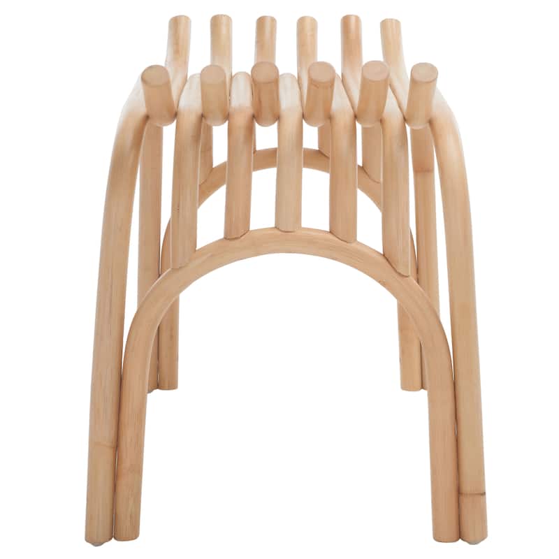 SAFAVIEH Thildi Curved Rattan Stool - 26" W x 17" D x 17" H - 26"Wx17"Dx17"H