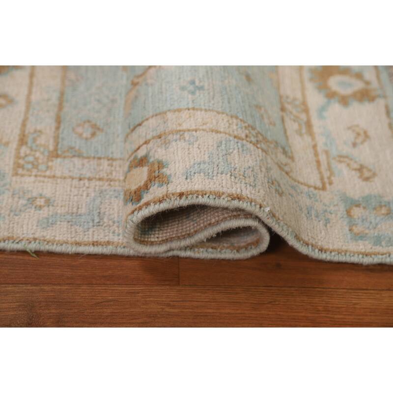 Hand Knotted Oriental 100% Wool Carpet Transitional Geometric Navy Blue & Blues Oushak Area Rug - 2' 11'' X 2' 0''