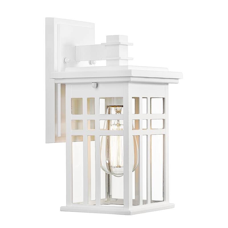 Outdoor Wall Lantern in Black/White Finish,Wall Sconce Lantern with Clear Glass - 12inch/1-Pack - White