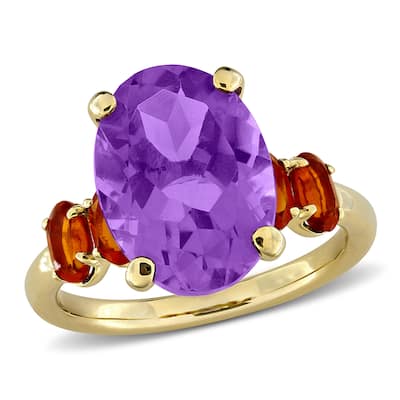 Miadora 6ct TGW Amethsyt and Madeira Citrine Ring in Yellow Plated Sterling Silver