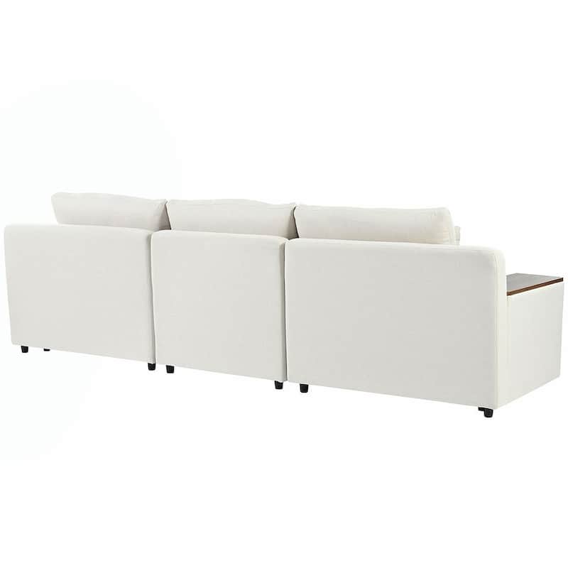 Modern L-Shaped Modular Sectional Sofa with 3 Pillows and 2 Storage Spaces