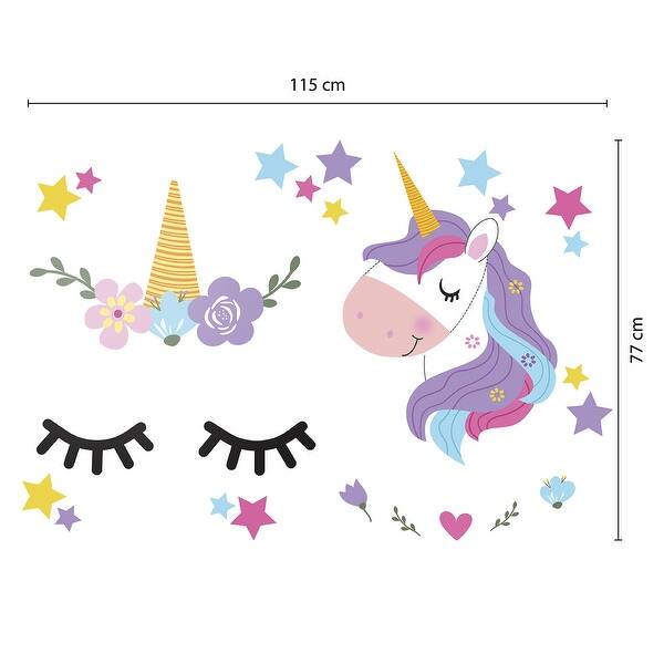 dimension image slide 1 of 2, Walplus Sleepy Magical Unicorns Children Wall Sticker Nursery Decor