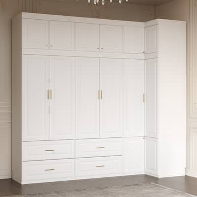 93.9"H/74.2"H Armoires Wardrobe Closet Cabinet Hanging Drawers Storage