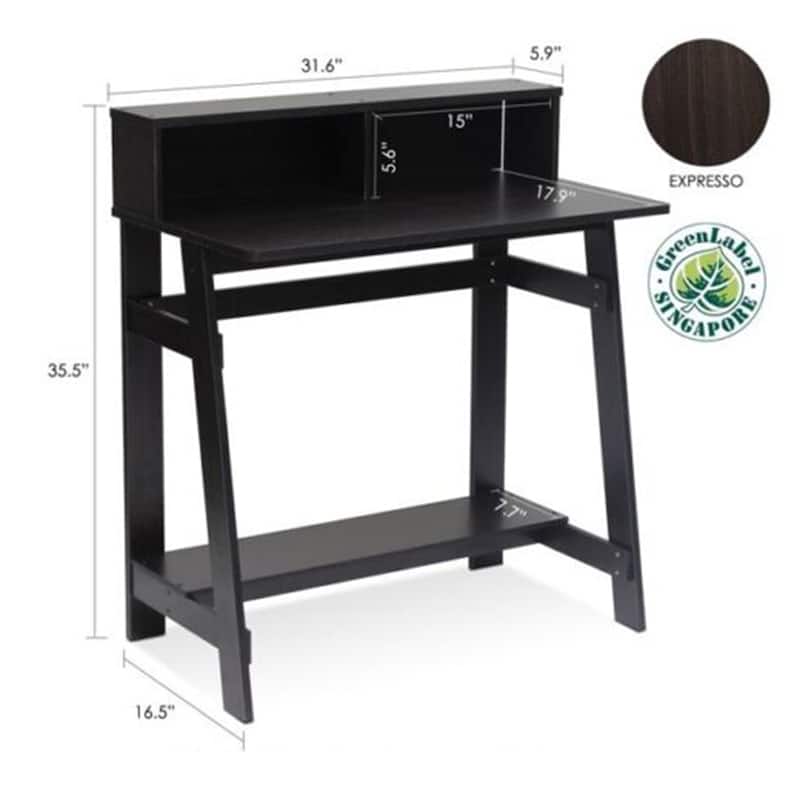 Small Desk Study Table Gaming Computer Shelf Storage Brown - Bed Bath ...