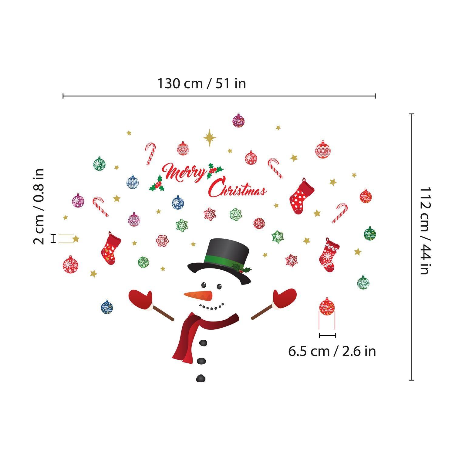 Walplus 68pcs Merry Christmas With Happy Snowman Wall Decals Stickers Self Adhesive Removable