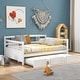preview thumbnail 2 of 9, Versatile Full Size Wooden Daybed with Twin Size Trundle, White