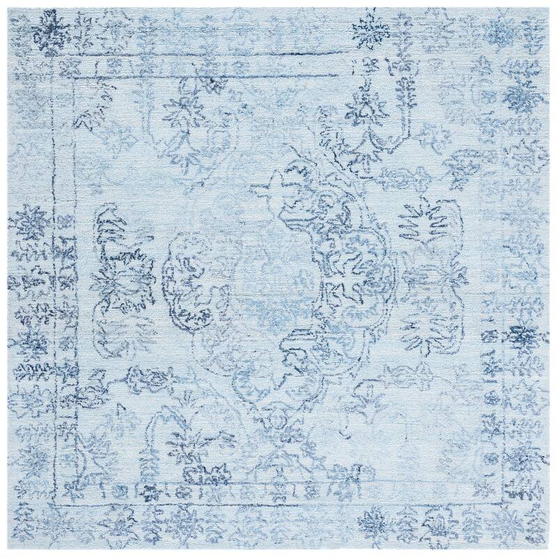 SAFAVIEH Handmade Marquee Bastrie Rug - 6' Square - Light Blue/Navy