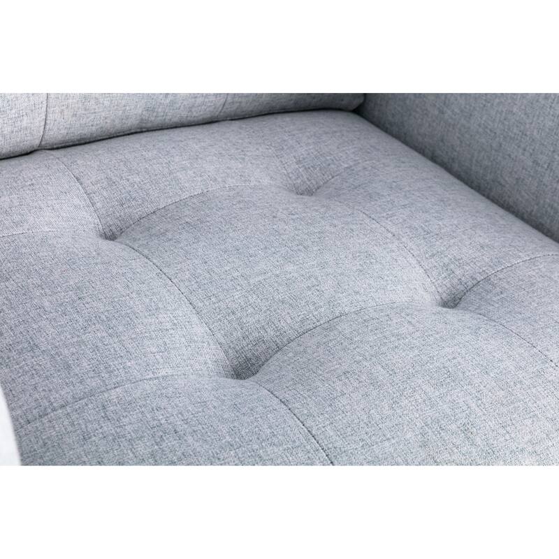 Caden 54 Inch Modern Loveseat with Side Pocket and 2 Pillows, Light Gray