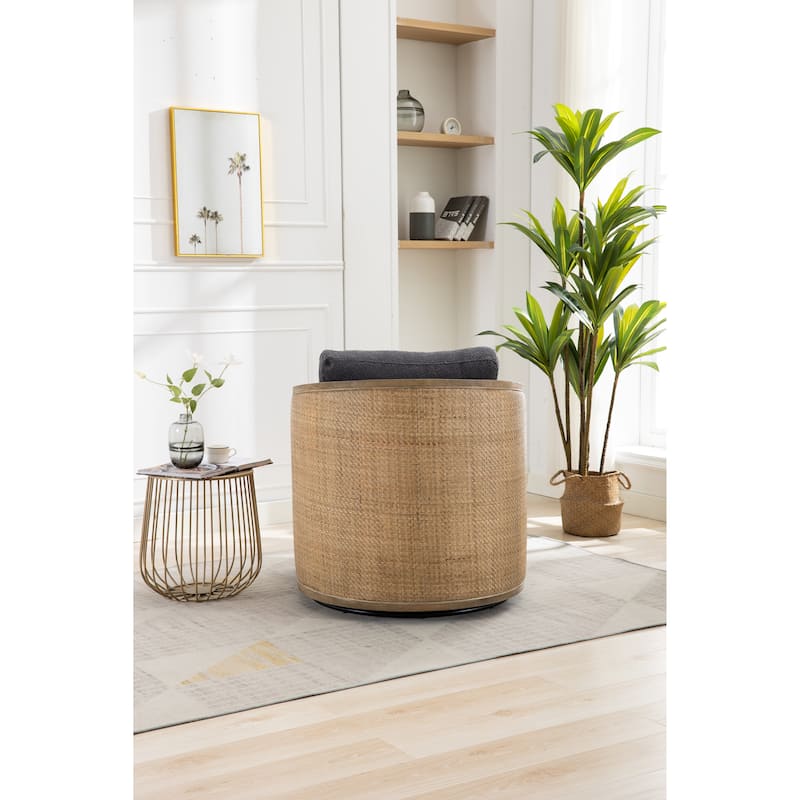 360 Degree Swivel Upholstered Accent Barrel Arm Chair