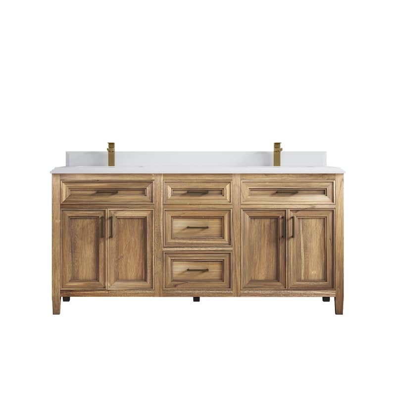 Willow Collections 72 in. W x 22 in. D Santa Monica Teak Double Sink Bathroom Vanity with Countertop