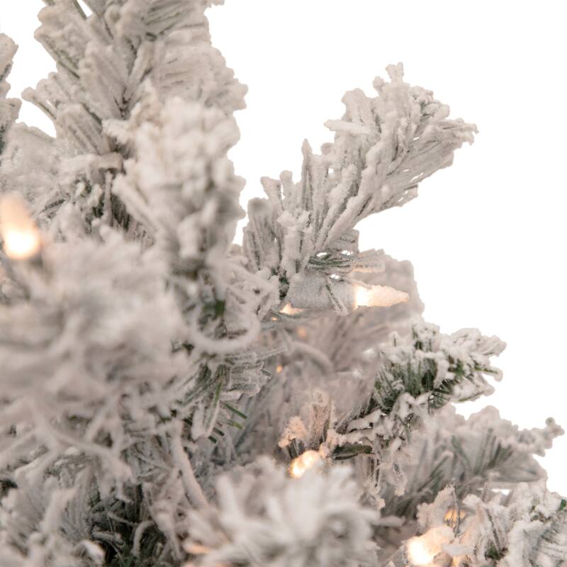 3' Pre-Lit Heavily Flocked Madison Pine Medium Artificial Christmas Tree Clear Lights