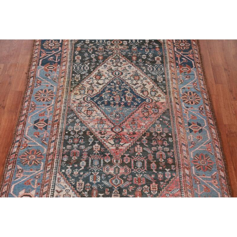 Hand Knotted Oriental 100% Wool Carpet Traditional Medallion Navy Blue & Blues Malayer Area Rug - 7' 0'' X 4' 0''