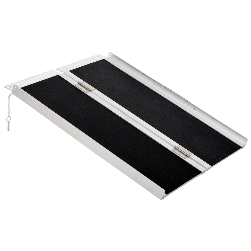 Wheelchair Ramp 3FT Folding Aluminum Threshold Ramp with Non-Slip Surface - Black