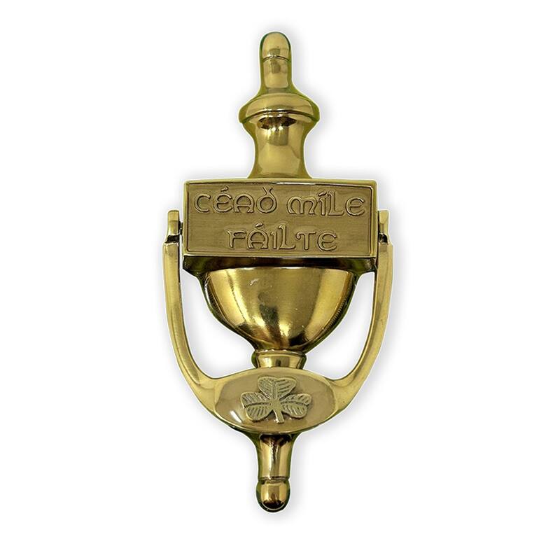 Shamrock Brass Door Knocker with Cead Mile Failte Design