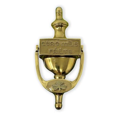 Shamrock Brass Door Knocker with Cead Mile Failte Design