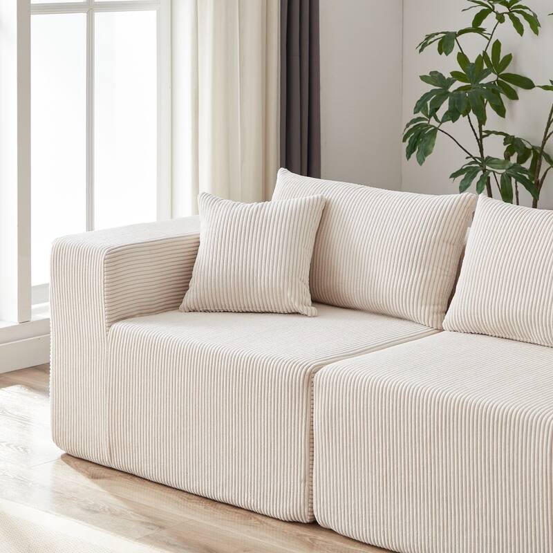 104" Corduroy Upholstered Modular L-shaped Sectional Sofa