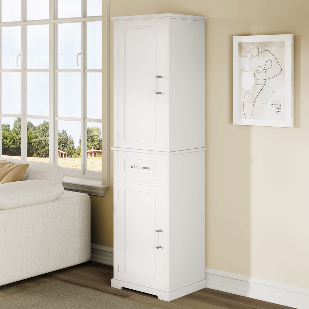 GDFStudio - Jasper Tall Freestanding Bathroom Storage Cabinet with Two-Sized Doors and Adjustable Shelves