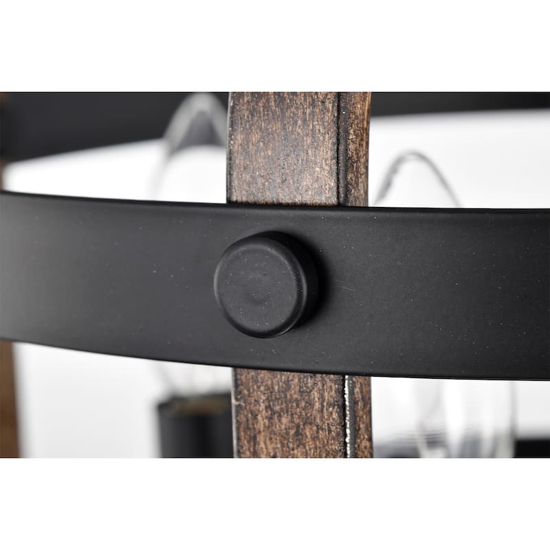 Juno Semi Flush Mount Ceiling Light Matte Black and Wood Grain Finish 4-Light - N/A