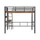 preview thumbnail 7 of 8, Full Size Multifunctional Design Metal Loft Bed with Built-in Desk, Storage Shelf and Ladder, No Box Spring Required, Black
