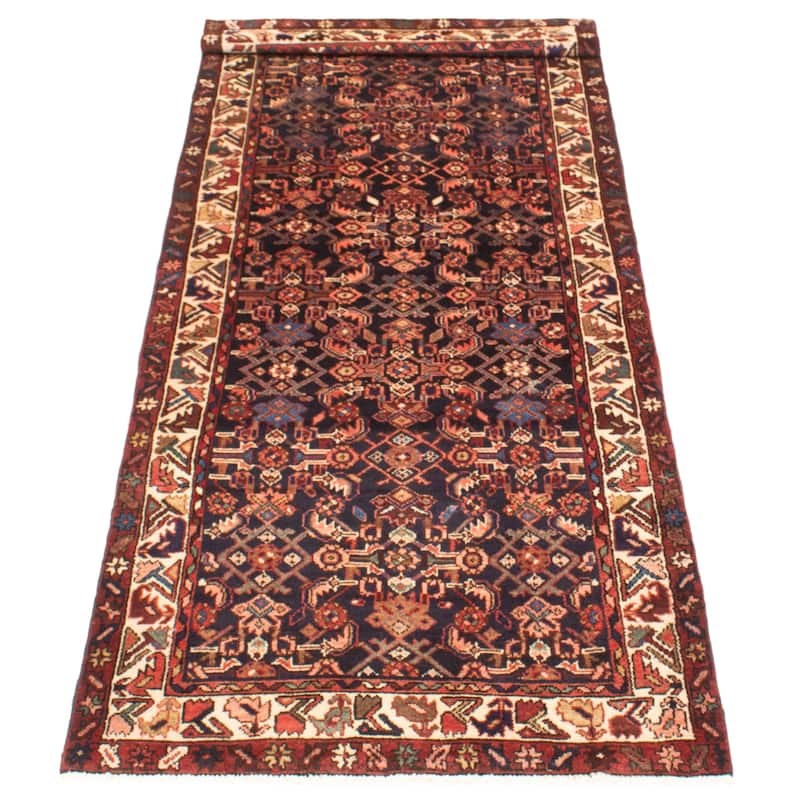ECARPETGALLERY Hand-knotted Andelz Navy Wool Rug - 3'6 x 9'4