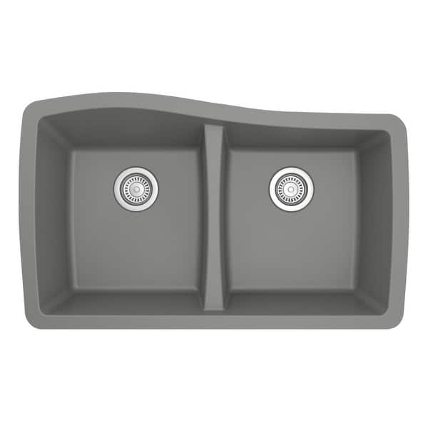 slide 35 of 58, Karran Undermount Quartz Double Bowl Kitchen Sink Grey