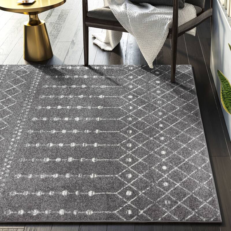 Abani Casa Moroccan Trellis Grey Cream Soft Area Rug