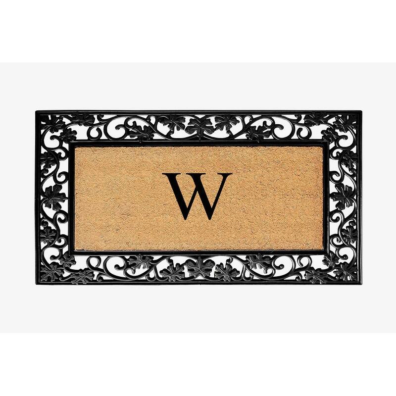A1HC Rubber and Coir Dirt Trapper Heavy Weight Large Monogrammed Doormat, Black - W