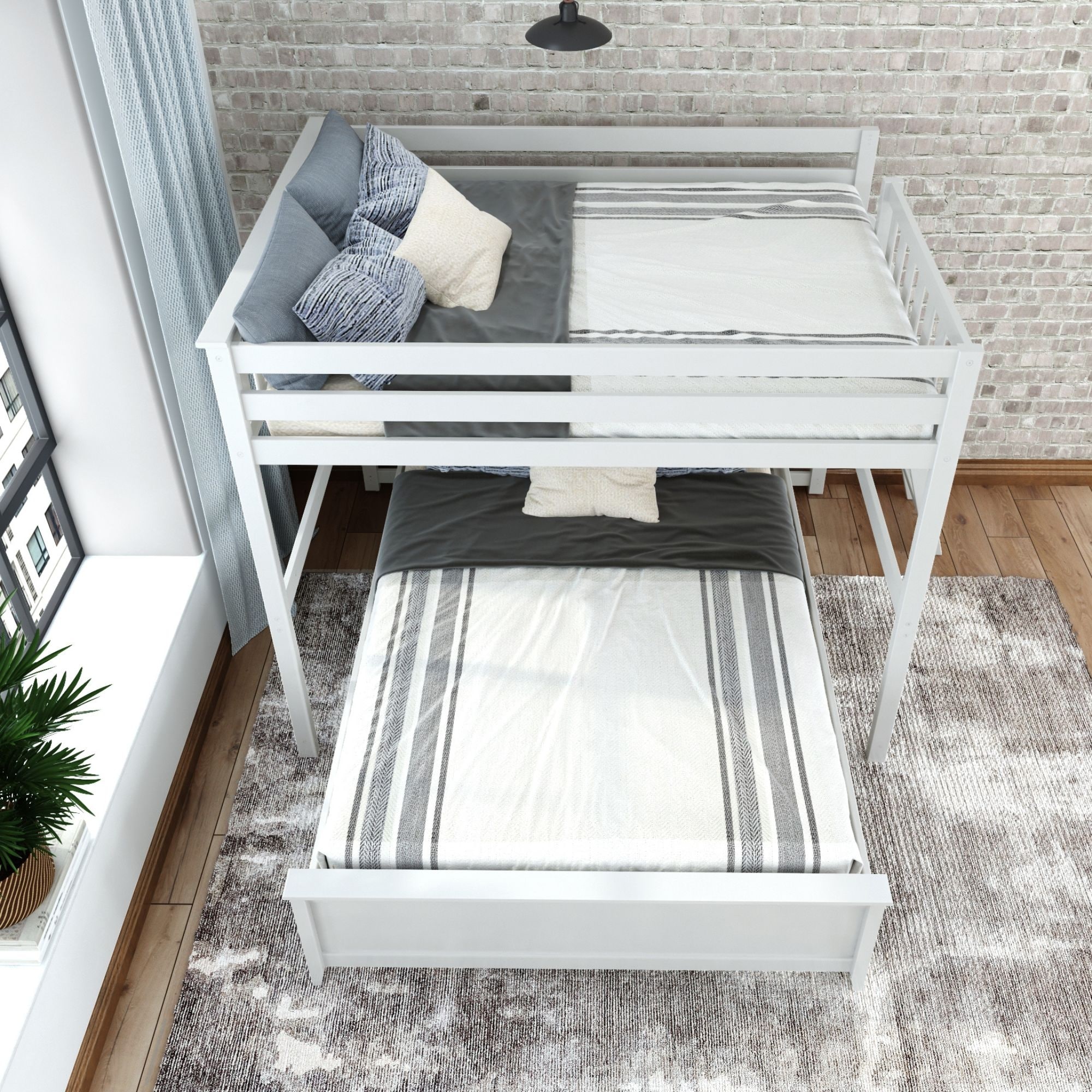 L shaped queen deals bunk beds