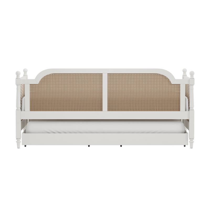 Hillsdale Melanie Wood and Cane Twin Daybed with Trundle, White